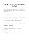 LEAD INSPECTOR &sol; ASSESSOR COURSE QUESTIONS AND ANSWERS 2025