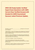  SPED 325 Study Guide&vert; Verified Expert Exam Questions with 100&percnt; Correct Clear Verified Answers&vert;All Graded A&plus;&vert;100&percnt; Guaranteed Success&vert; Latest Premium Update&period;