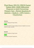 Final Exams: NR 576 / NR576 (Latest 2025 / 2026 Updates STUDY BUNDLE PACKAGE WITH SOLUTIONS) Differential Diagnosis in Adult-Gerontology Primary Care | Questions & Answers | Grade A | 100% Correct (Verified Solutions) - Chamberlain