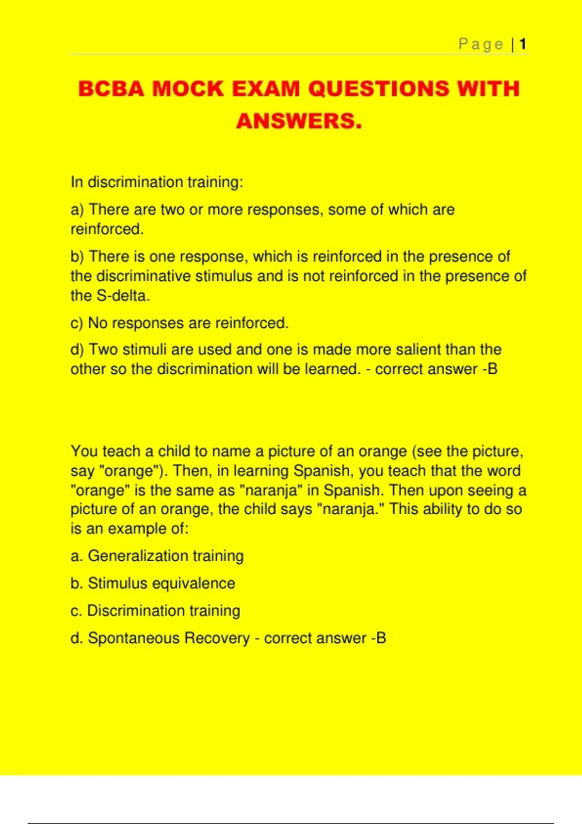 BCBA MOCK EXAM QUESTIONS WITH ANSWERS. - BCBA - Stuvia US