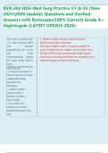 BSN 266 HESI Med Surg Practice V1 & V2 &lpar;New  20252026 Update&rpar; Questions and Verified  Answers with Rationales&vert;100&percnt; Correct&vert; Grade A&plus;  Nightingale &lpar;LATEST UPDATE 2026&rpar;