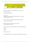 Florida Civic Literacy Exam &lpar;FCLE&rpar; Full Study Guide EXAM QUESTIONS WITH CORRECT ANSWERS&period;pdf