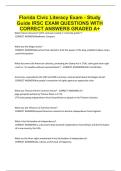 Florida Civic Literacy Exam - Study Guide IRSC EXAM QUESTIONS WITH CORRECT ANSWERS GRADED A&plus;&period;pdf