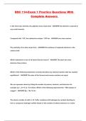 BSC 114-Exam 1 Practice Questions With Complete Answers 