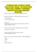 FLORIDA CIVIC LITERACY EXAM FCLE STUDY GUIDE 153 QUESTIONS WITH 100- CORRECT ANSWERS - VERIFIED 2025-2026 ASSURED SUCCESS&period;pdf