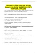Fl Civic Literacy  ACTUAL  EXAM  QUESTIONS WITH CORRECT DETAILRD  ANSWERS RATED A&plus; LATEST  UPDATE 