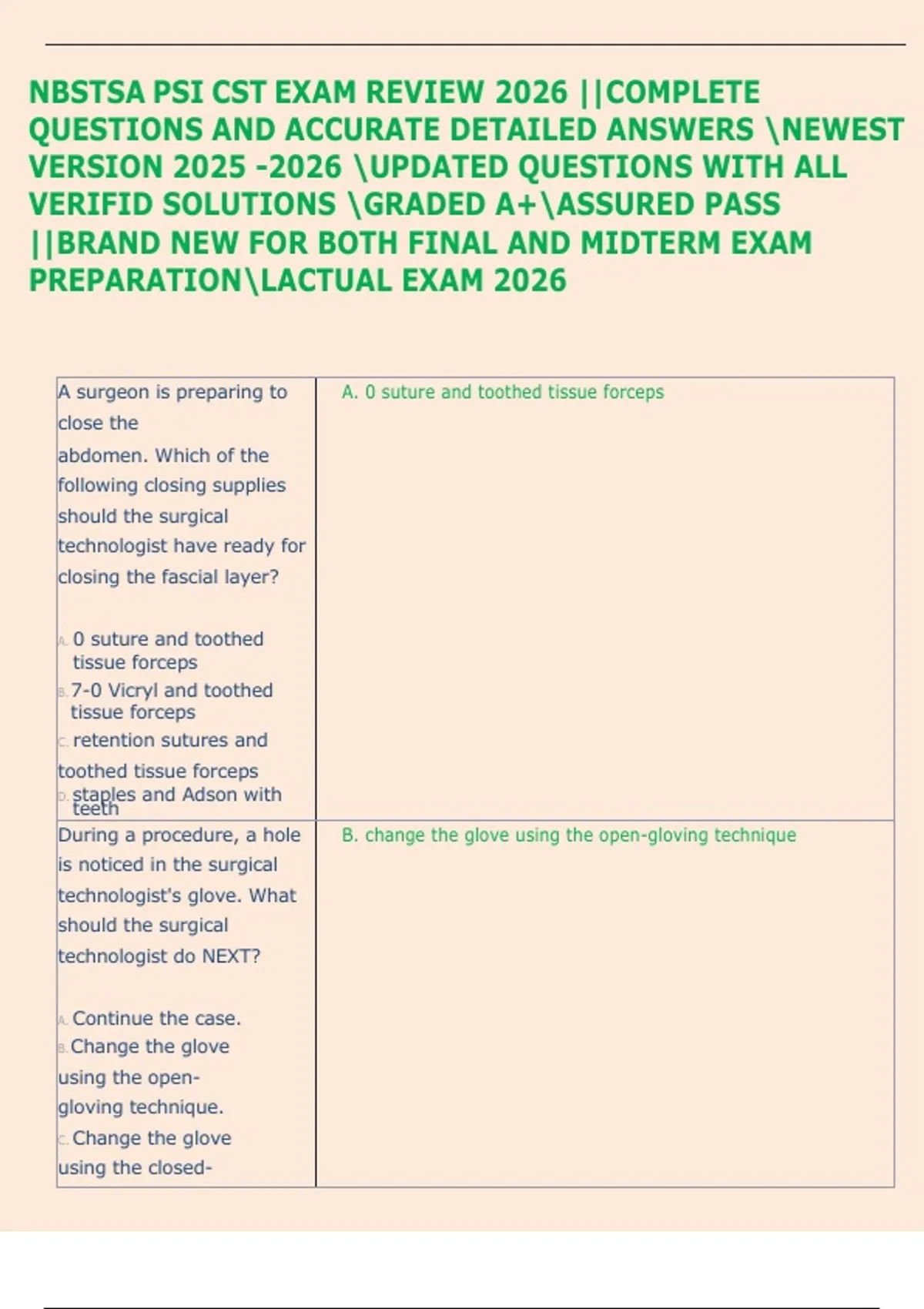NBSTSA PSI CST EXAM REVIEW 2026 ||COMPLETE QUESTIONS AND ACCURATE ...
