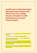 Crossfit Level 1 Certification| Brand New Expert Exam Questions with 100% Correct Clear  Verified Answers| All Graded A+|100% Guaranteed Success|Latest Premium Update.