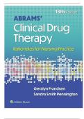 Test Bank - Abrams&rsquo; Clinical Drug Therapy&colon; Rationales for Nursing Practice&comma; 13th Edition &lpar;Frandsen&comma; 2024&rpar;Latest Edition &vert;&vert; INSTANT DOWNLOAD