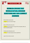 BERMUDA DRIVING TEST SIGNALS ACTUAL 2025&sol;2026 QUESTIONS AND 100&percnt; CORRECT ANSWERS