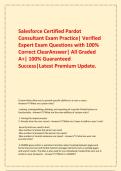  Salesforce Certified Pardot Consultant Exam Practice&vert; Verified Expert Exam Questions with 100&percnt; Correct ClearAnswer&vert; All Graded A&plus;&vert; 100&percnt; Guaranteed Success&vert;Latest Premium Update&period;