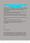 D187 Assessment Questions with Accurate Answers