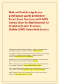  National Pesticide Applicator Certification Exam&vert; Brand New Expert Exam Questions with 100&percnt; Correct Clear Verified Answers&vert; All Graded A&plus;&vert;Latest Premium Update&vert;100&percnt; Guaranteed Success&period;