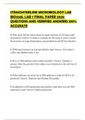 STRAIGHTERLINE MICROBIOLOGY LAB BIO250L LAB 7 FINAL PAPER 2026 QUESTIONS AND VERIFIED ANSWERS 100&percnt; ACCURATE
