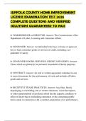 SUFFOLK COUNTY HOME IMPROVEMENT LICENSE EXAMINATION TEST 2026 COMPLETE QUESTIONS AND VERIFIED SOLUTIONS GUARANTEED TO PASS