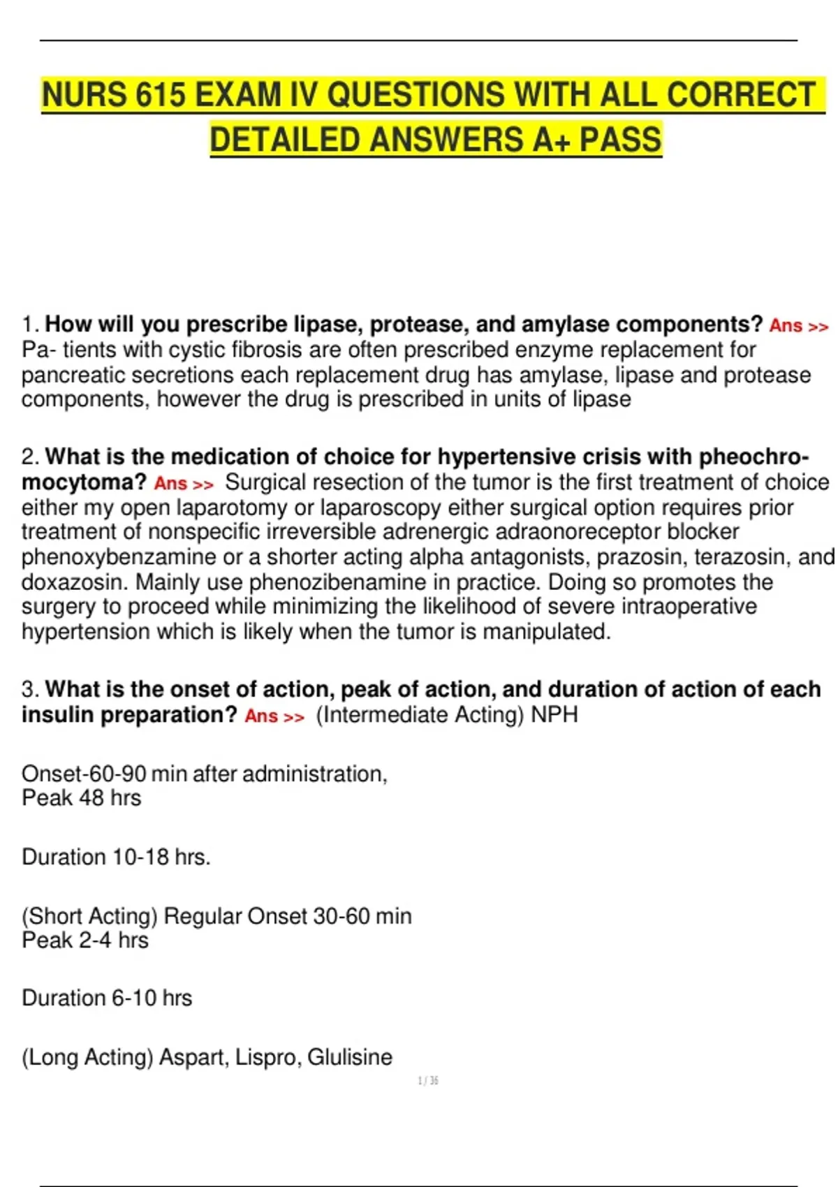 Sample Iv Questions NURS 615 EXAM IV QUESTIONS WITH ALL CORRECT DETAILED ANSWERS A+ PASS ...