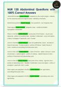 NUR 120 Abdominal Questions with  100&percnt; Correct Answers