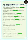 Nur 223-Psych Nurse- Test 1 Questions  with 100&percnt; Correct Answers