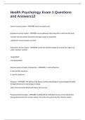 Health Psychology Exam 1 Questions and Answers