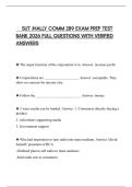 SUT JHALLY COMM 289 EXAM PREP TEST BANK 2026 FULL QUESTIONS WITH VERIFIED ANSWERS