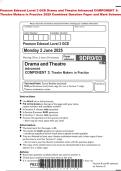 Pearson Edexcel Level 3 GCE Drama and Theatre Advanced COMPONENT 3&colon;  Theatre Makers in Practice 2025 Combined Question Paper and Mark Scheme