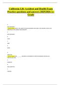 California Life&comma; Accident & Health Agent Exam &vert; Practice Questions & Correct Answers &vert; Latest A&plus; Grade 2025&sol;2026