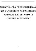 NSG 6998 APEA Predictor Exam 2025&sol;2026 &vert; 200 Questions & Correct Answers &vert; Graded A&plus;