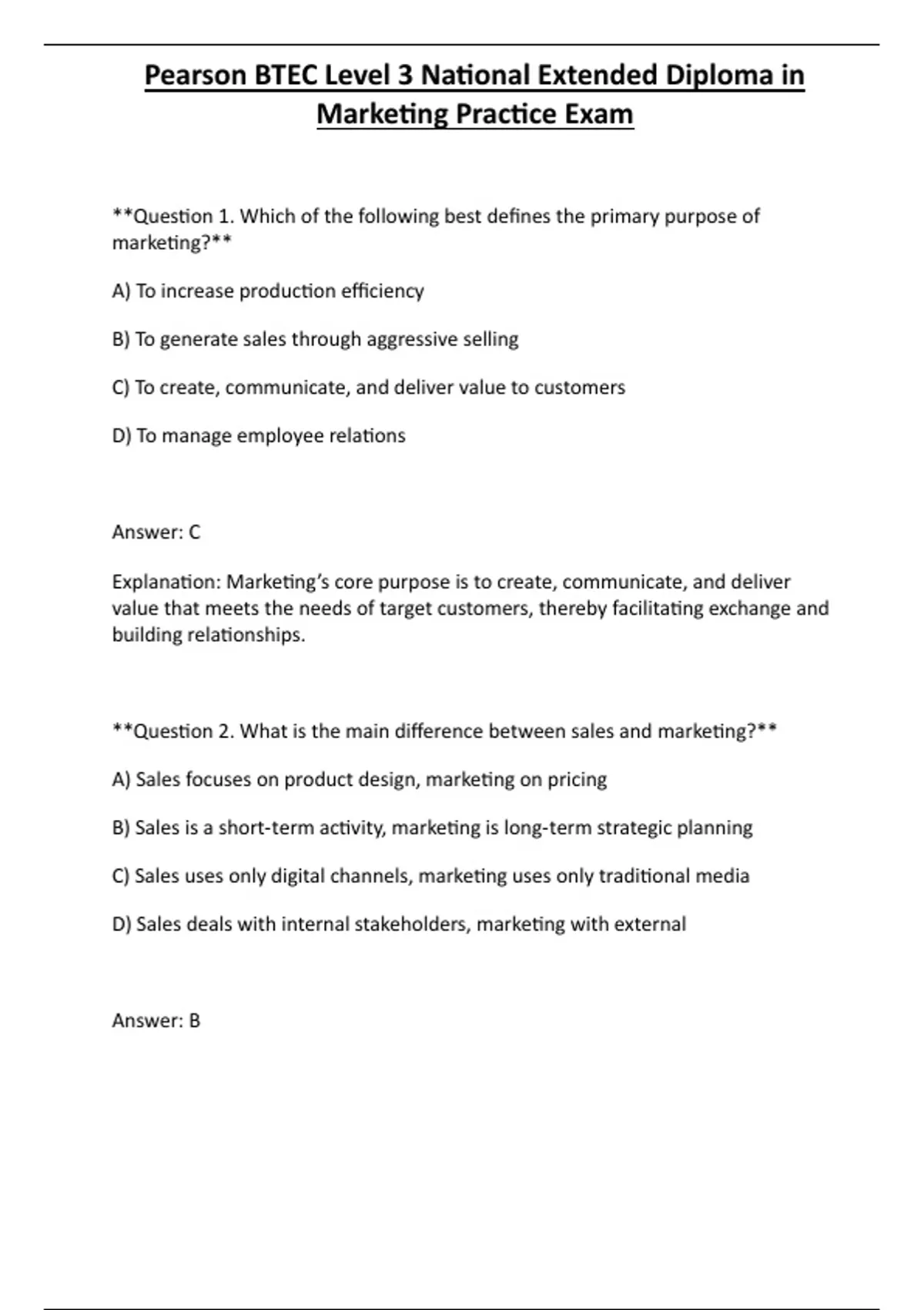 Pearson BTEC Level 3 National Extended Diploma in Marketing Practice ...