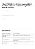 WGU NUTRITION D440 EXAM &lpar;updated 2025&rpar; Questions & Answers &vert; Latest Already Graded A&plus; UPDATE 2025&vert;2026