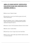 ABEKA 6TH GRADE HISTORY CERTIFICATION EVALUATION EXAMS 2026 QUESTIONS WITH ANSWERS GRADED A&plus;