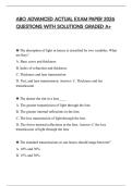 ABO ADVANCED ACTUAL EXAM PAPER 2026 QUESTIONS WITH SOLUTIONS GRADED A&plus;