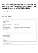 ESCO Air Conditioning Certification Practice Test Exam Questions & Answers &vert; Latest Already Graded A&plus; UPDATE 2025&vert;2026&excl;&excl; Air conditioning Certification practice test
