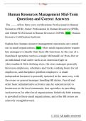 Human Resources Management Mid-Term  Questions and Correct Answers