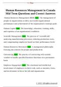 Human Resources Management in Canada  Mid Term Questions and Correct Answers 