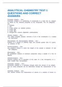 ANALYTICAL CHEMISTRY TEST 1 QUESTIONS AND CORRECT ANSWERS