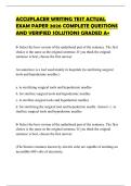 ACCUPLACER WRITING TEST ACTUAL EXAM PAPER 2026 COMPLETE QUESTIONS AND VERIFIED SOLUTIONS GRADED A&plus;