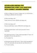 ACCUPLACER WRITING TEST EXAMINATION SCRIPT 2026 QUESTIONS WITH CORRECT ANSWERS VERIFIED