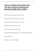 AAMI ACCOUNTING ONE CERTIFICATION TEST 2026 COMPLETE QUESTIONS AND SOLUTIONS VERIFIED 100&percnt; CORRECT