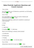 Idaho Pesticide Applicator Questions and  Correct Answers