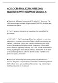 ACO CORB FINAL PAPER 2026 EXAM QUESTIONS WITH ANSWERS GRADED A&plus;