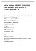 ACSM CLINICAL EXERCISE PHYSIOLOGIST TEST BANK 2026 QUESTIONS WITH SOLUTIONS GRADED A&plus;