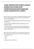 ADOBE CERTIFIED EXPERT MARKETO ENGAGE BUSINESS PRACTITIONER EXPERT CERTIFICATION EVALUATION EXAMS 2026 SOLVED QUESTIONS 100&percnt; CORRECT