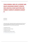 TEXAS GENERAL LINES LIFE&comma; ACCIDENT AND HEALTH INSURANCE NEWEST UPDATED 2025-2026 REAL EXAM QUESTIONS AND CORRECT COMPLETE ANSWERS ALREADY A&plus;