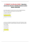 IV THERAPY Certification EXAM Questions and Correct Answers &lpar;Verified Answers&rpar; Latest Update 2025&sol;2026