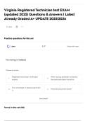 Virginia Registered Technician test EXAM &lpar;updated 2025&rpar; Questions & Answers &vert; Latest Already Graded A&plus; UPDATE 2025&vert;2026