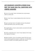AE21 INSURANCE ADJUSTER LICENSE EXAM PREP TEST BANK 2026 FULL QUESTIONS WITH VERIFIED ANSWERS