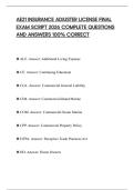 AE21 INSURANCE ADJUSTER LICENSE FINAL EXAM SCRIPT 2026 COMPLETE QUESTIONS AND ANSWERS 100&percnt; CORRECT