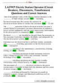 LADWP Electric Station Operator &lpar;Circuit  Breakers&comma; Disconnects&comma; Transformers&rpar;  Questions and Correct Answers 