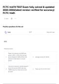 FCTC MATH TEST Exam   fully solved & updated 2025-2026&lpar;latest version verified for accuracy&rpar; FCTC Math