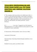 TCOLE BPOC PROFESSIONALISM AND ETHICS EXAM PAPER 2026 TEST BANK QUESTIONS AND VERIFIED SOLUTIONS GRADED A&plus;
